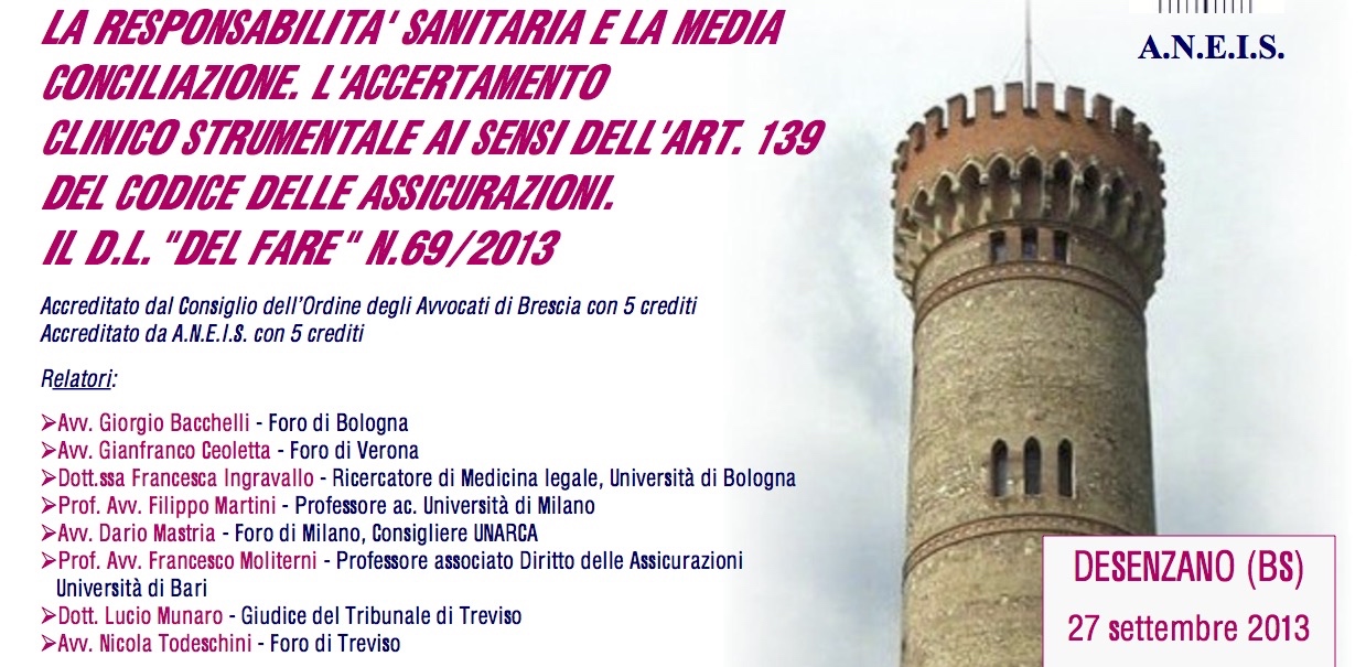 Desenzano: La responsabilità sanitaria e la media conciliazione