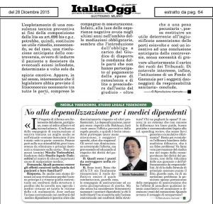 italia oggi todeschini malpractice 28122015
